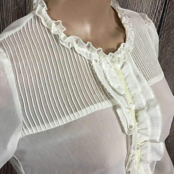 Ann Taylor Loft White Ruffle Shirt - Picture 5 of 14